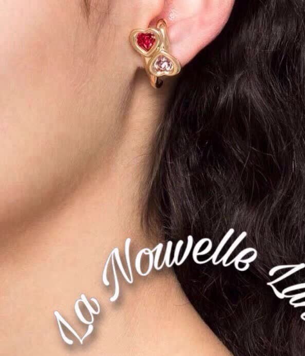 Bottega Veneta Gold Heart Diamond Stud Earrings